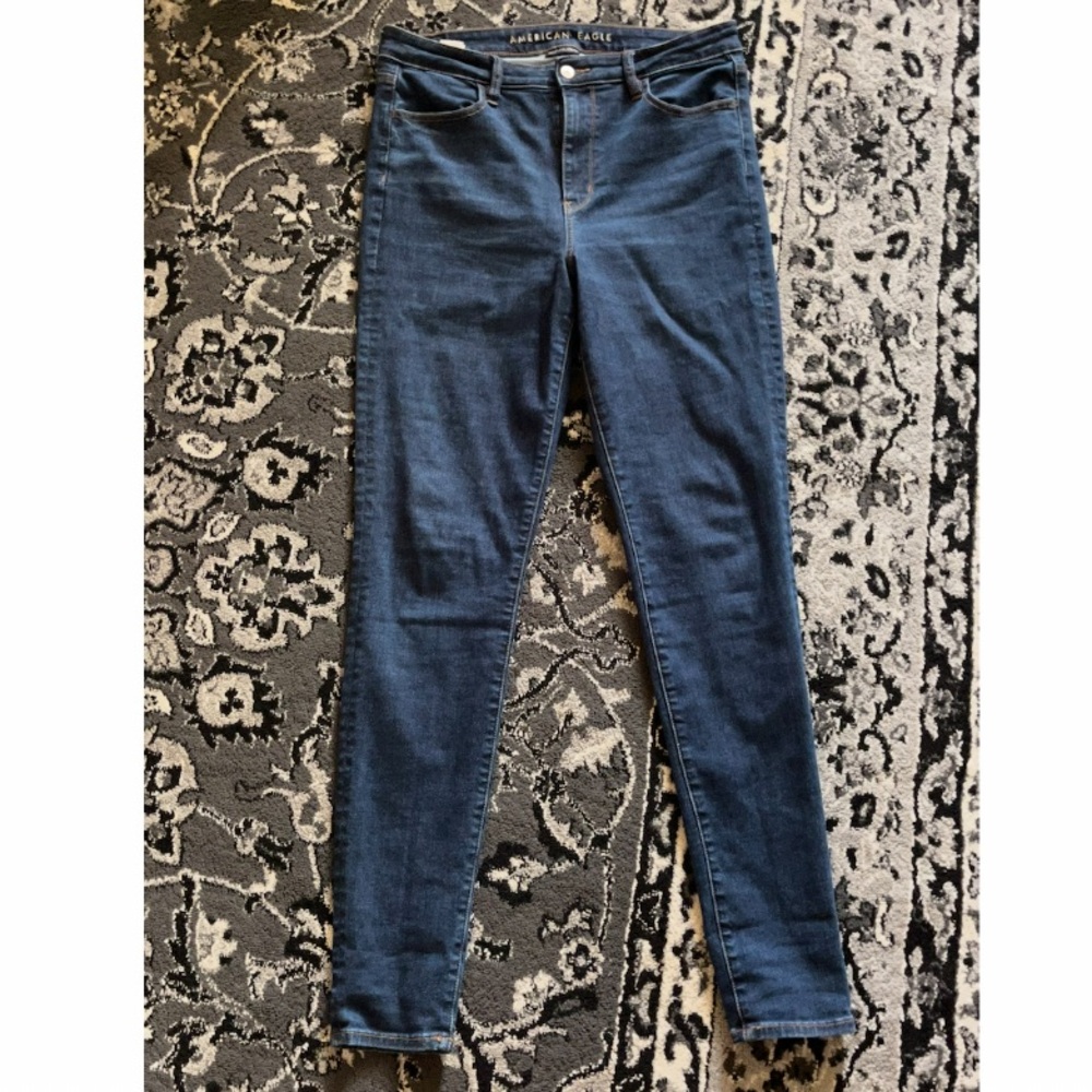 American Eagle Outfitters Dark Blue Skinny Jeans 14 X-Long